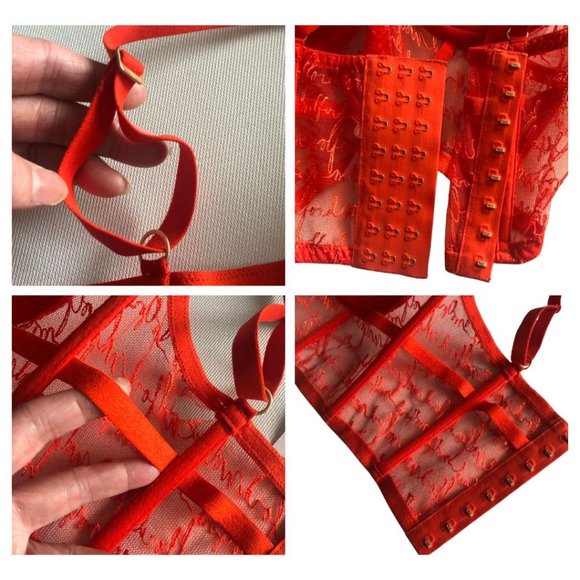 NWT Wolford Logo Obsessed Bustier Crop Top in Red Glow Size 34D - Picture 17 of 17